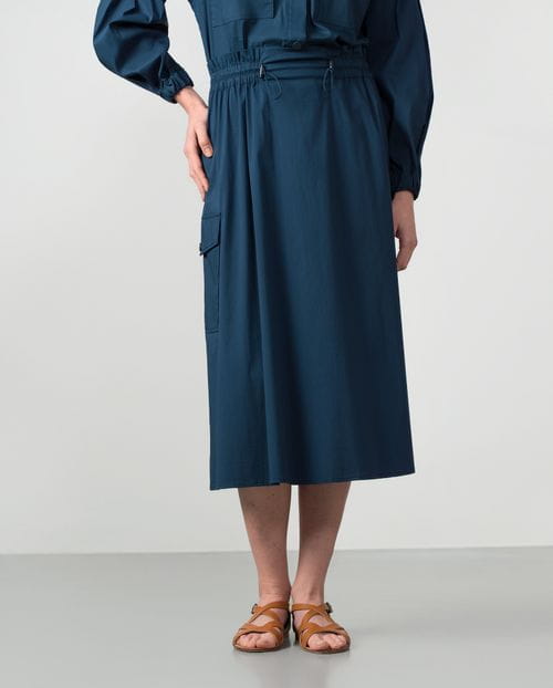 Flared-cargo style skirt  in cotton poplin