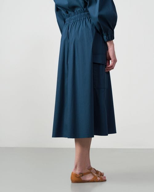 Flared-cargo style skirt  in cotton poplin