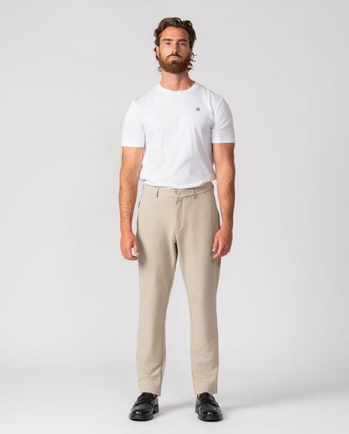 Trousers with drawstring and elastic waistband, made of stretch technical fabric
