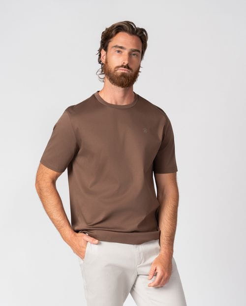 Camiseta manga corta en liso de algodón mercerizado `premium´