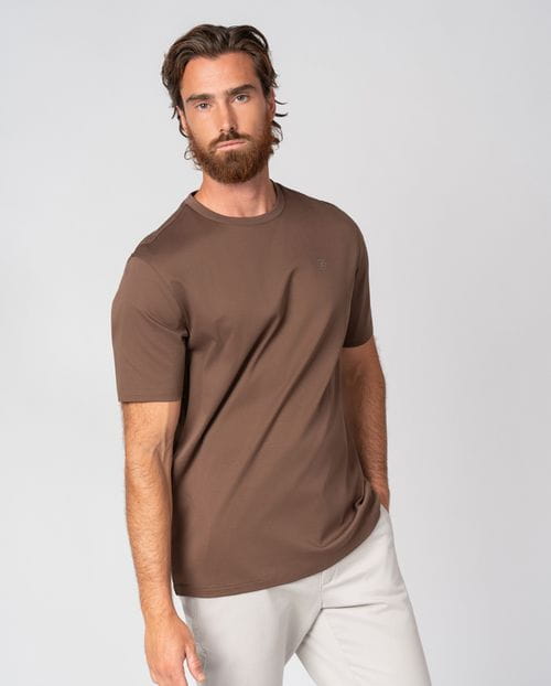 Camiseta manga corta en liso de algodón mercerizado `premium´