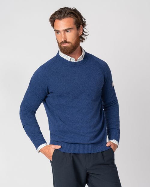 Jersey cuello redondo liso de manga raglan