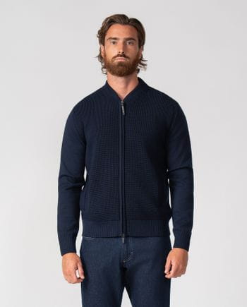 Chaqueta-cazadora combinada liso con estructura con cremallera