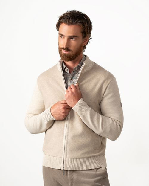 Chaqueta-cazadora combinada de punto y paño fino