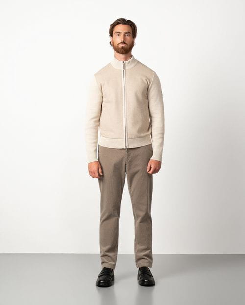 Chaqueta-cazadora combinada de punto y paño fino