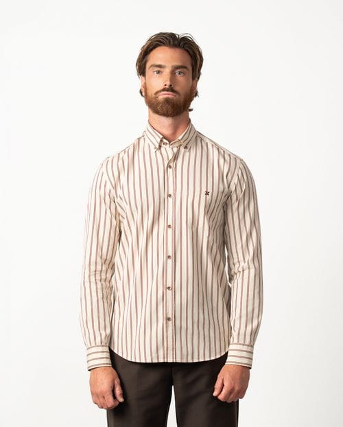 Relaxed fit sport shirt in ¨vintage¨ cotton