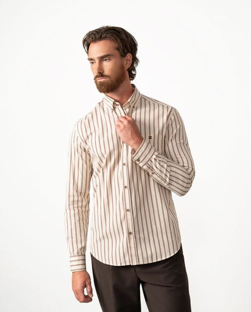 Relaxed fit sport shirt in ¨vintage¨ cotton