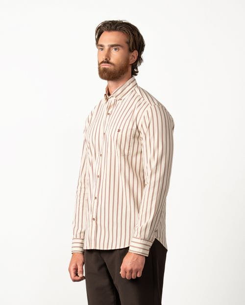Relaxed fit sport shirt in ¨vintage¨ cotton