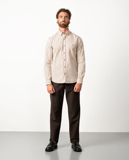 Relaxed fit sport shirt in ¨vintage¨ cotton