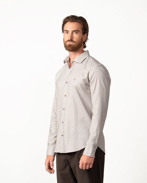 Camisa sport slim fit en microestampado sobre fondo `melange´