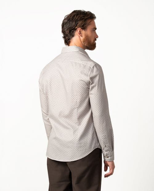 Camisa sport slim fit en microestampado sobre fondo `melange´