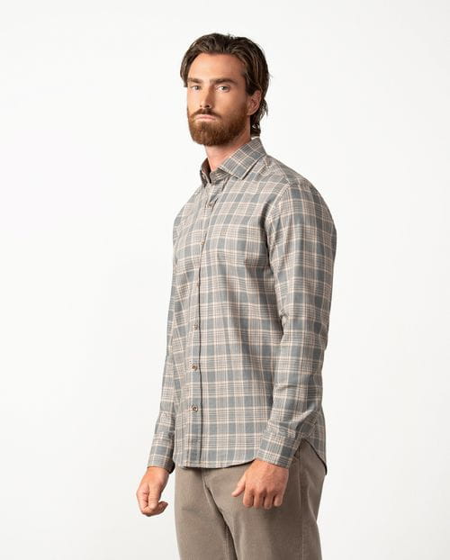 Relaxed fit sport check shirt with hidden button collar