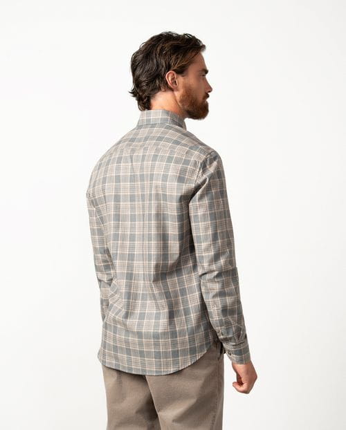 Relaxed fit sport check shirt with hidden button collar