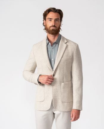 Americana slim fit sin forro y desestructurada en tejido de relieve tipo punto