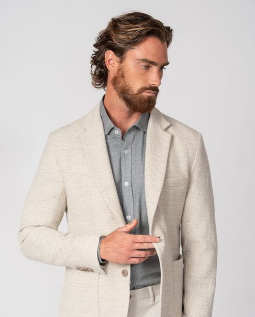 Unstructured and unlined slim fit blazer in a textured knit-like fabric