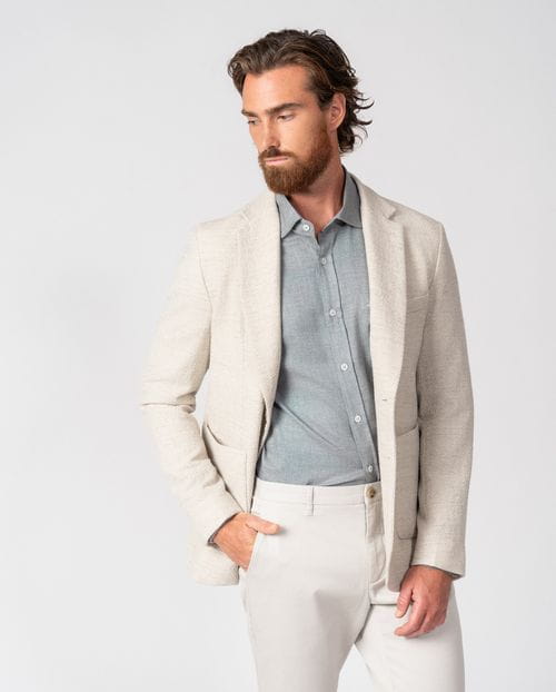 Unstructured and unlined slim fit blazer in a textured knit-like fabric
