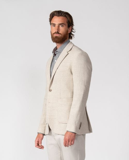Unstructured and unlined slim fit blazer in a textured knit-like fabric