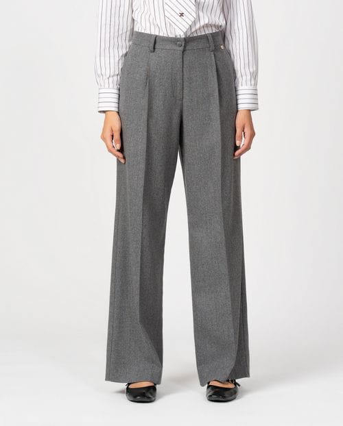 Masculine-style pleated trousers in pinstripe flannel