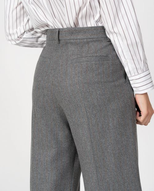 Masculine-style pleated trousers in pinstripe flannel