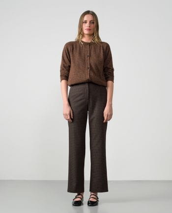 Pantalón recto en cuadro Harris en tejido de lana