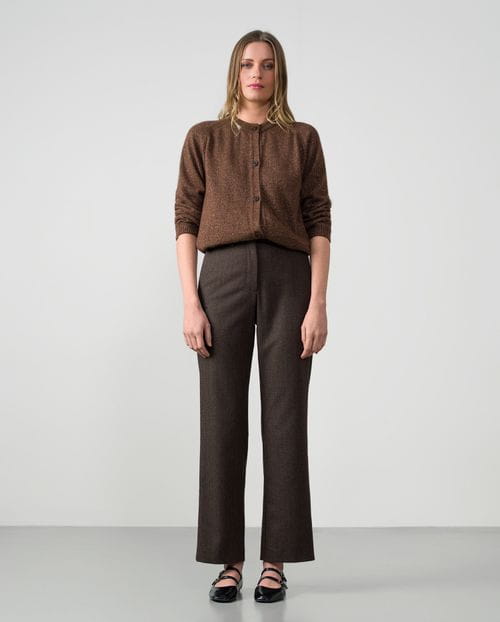 <p>Pantalón recto en cuadro Harris en tejido de lana</p>