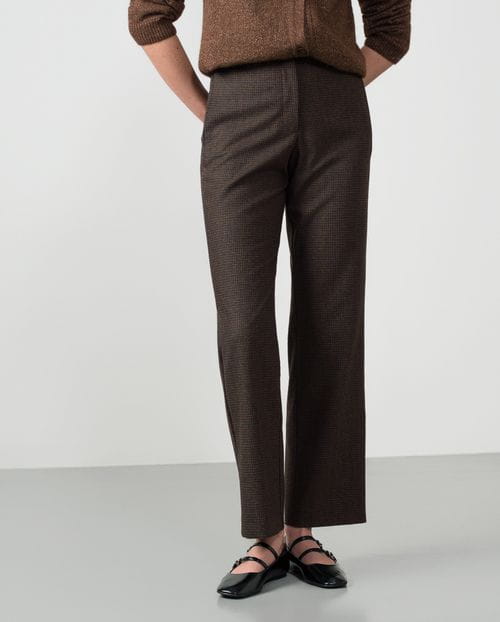 <p>Pantalón recto en cuadro Harris en tejido de lana</p>