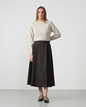 Falda midi de tablas de inspiración sartorial en sarga afranelada