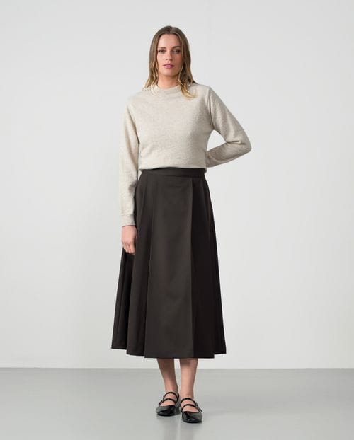 Sartorial-inspired midi pleated skirt