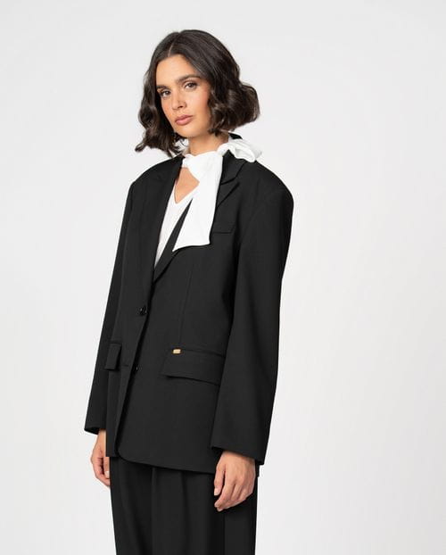 Masculine-style oversize blazer in flannel twill