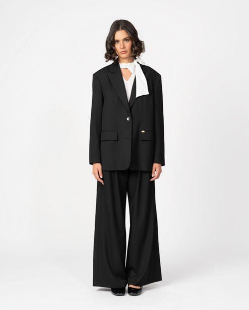 Masculine-style oversize blazer in flannel twill