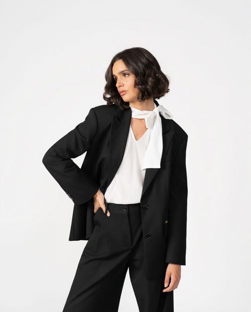 Masculine-style oversize blazer in flannel twill