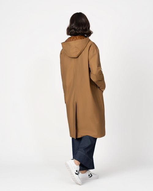 Trench coat  with hood and bandana in water repellent twill