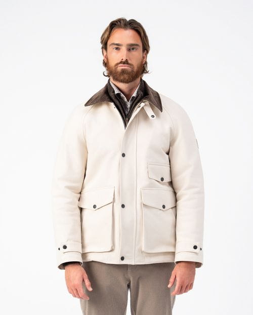 <p>Cotton parka-jacket with corduroy collar and patch pockets</p>