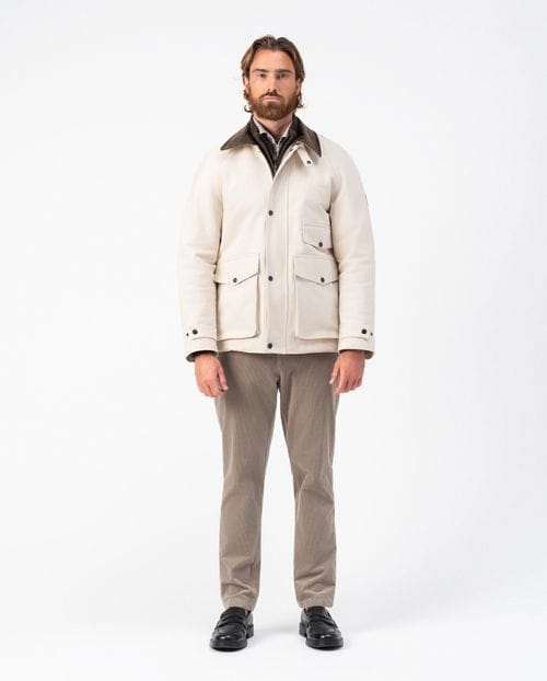 <p>Cotton parka-jacket with corduroy collar and patch pockets</p>