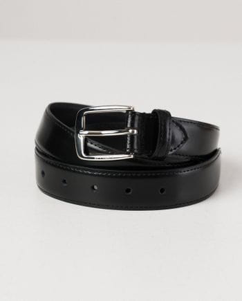 Black dress belt of nappa leather