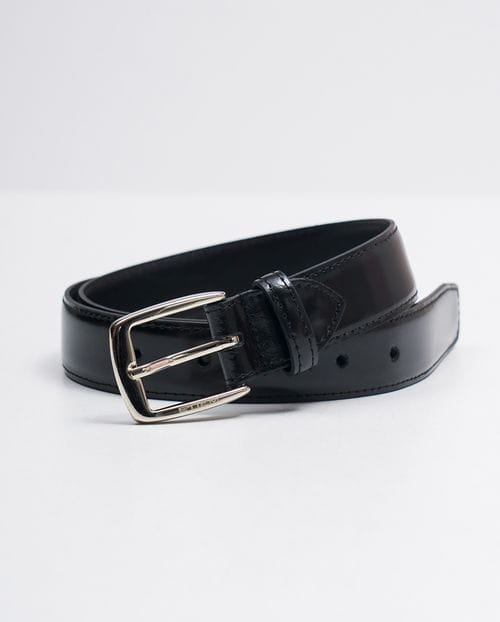 Black dress belt of nappa leather