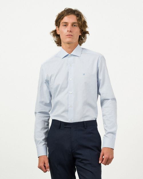 Camisa de vestir slim fit en maquineta de algodón