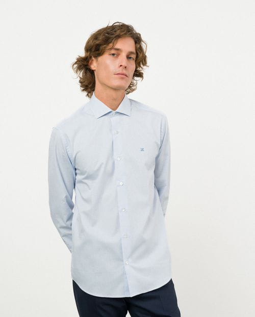 Formal slim fit shirt with bicolored microprint