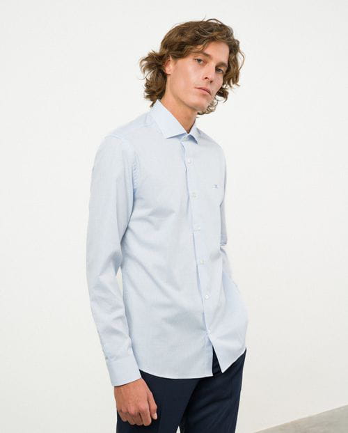 Camisa de vestir slim fit en microdibujo bicolor