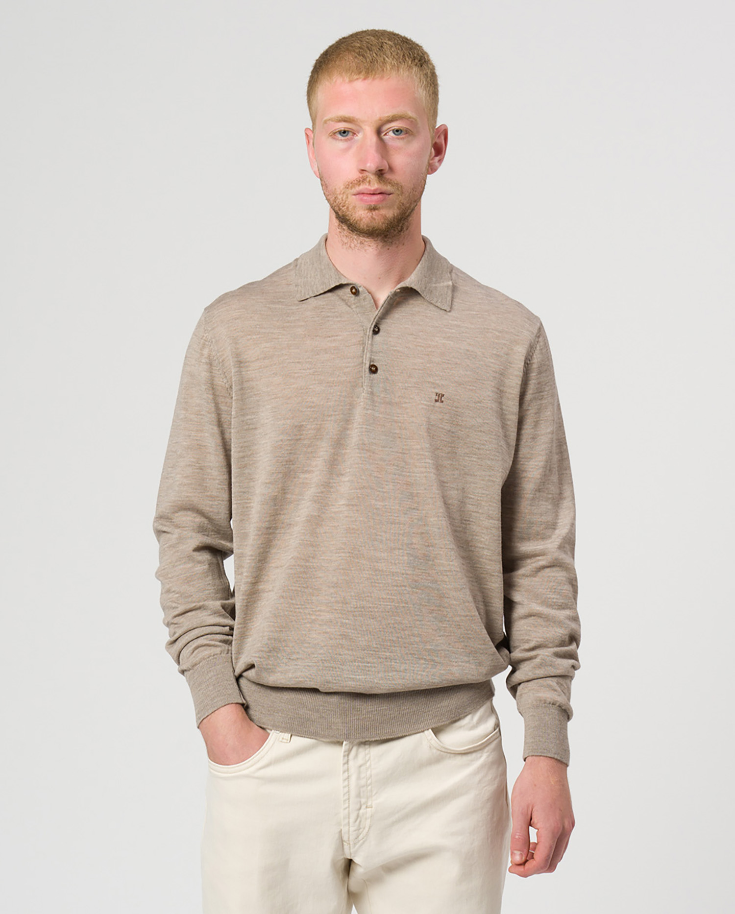 FIne merino wool knit polo shirt (L 