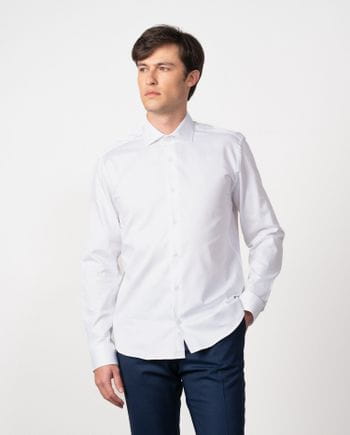 Camisa de vestir slim fit en microestructura de algodón