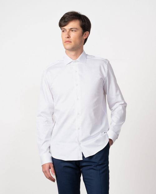 Camisa de vestir slim fit en microdibujo de algodón