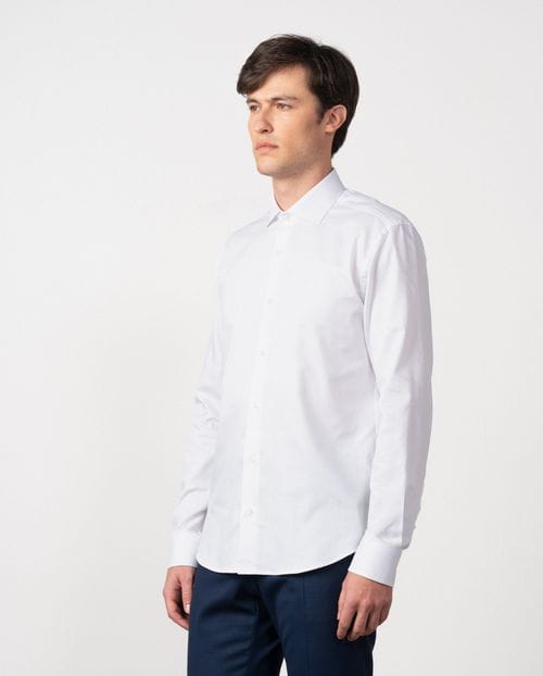 Camisa de vestir slim fit en microdibujo de algodón