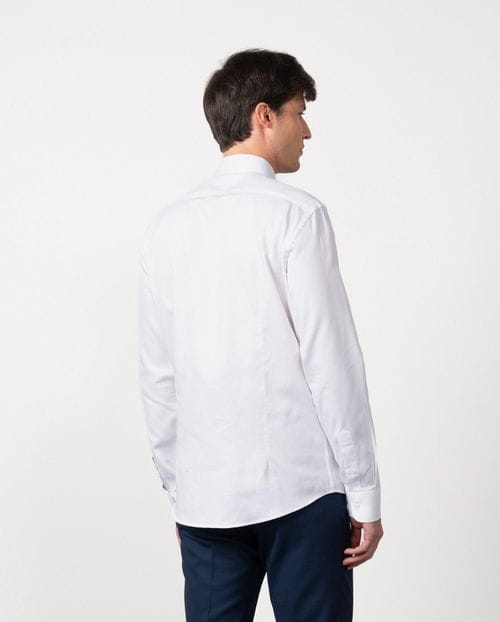 Camisa de vestir slim fit en microdibujo de algodón