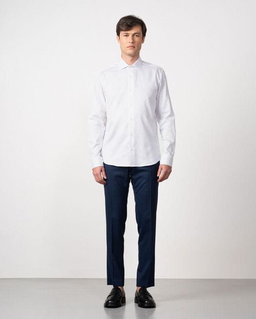 Camisa de vestir slim fit en microdibujo de algodón