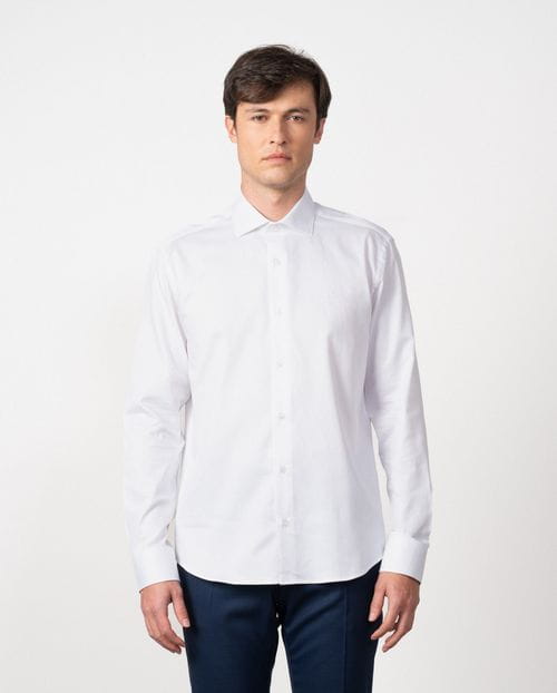Formal slim shirt of cotton micropattern