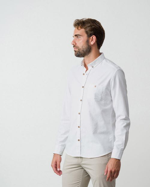 Sport plain viyella slim fit shirt with button collar
