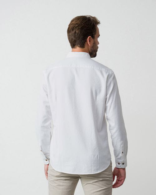 Camisa sport slim fit en viyela lisa de algodón