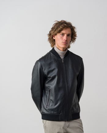 Leather jacket `bomber style´ with zipper