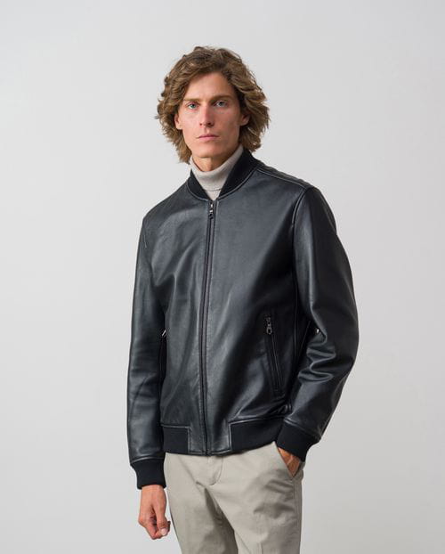 `Bomber style´ leather jacket with zipper